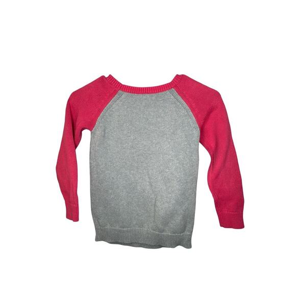 OshKosh B'gosh Sweater Kids Size 6 Gray & Dark Pink 100% Cotton Eyelet Stitching - Picture 4 of 6